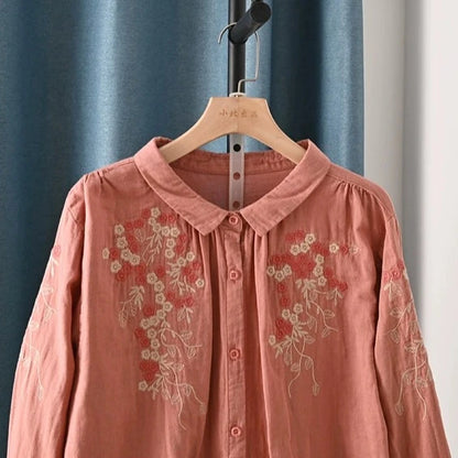 Floral Embroidered Button Down Shirt