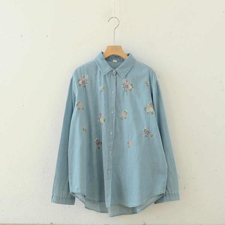 Floral Embroidered Denim Shirt