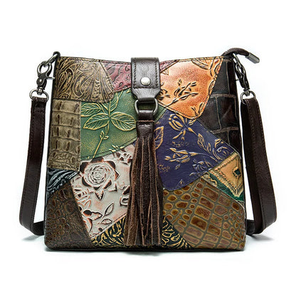 Floral Pattern Leather Handbag