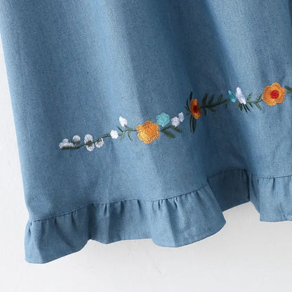 Floral Embroidery Knee Length Skirt