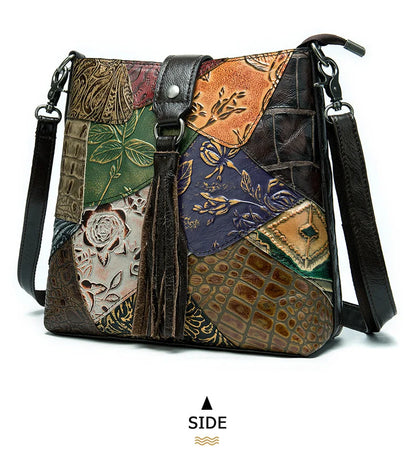 Floral Pattern Leather Handbag