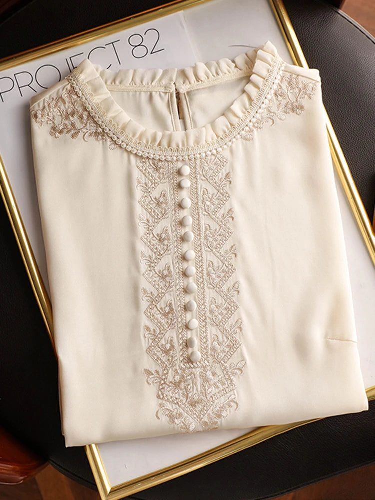 Long Sleeve Embroidered Blouse