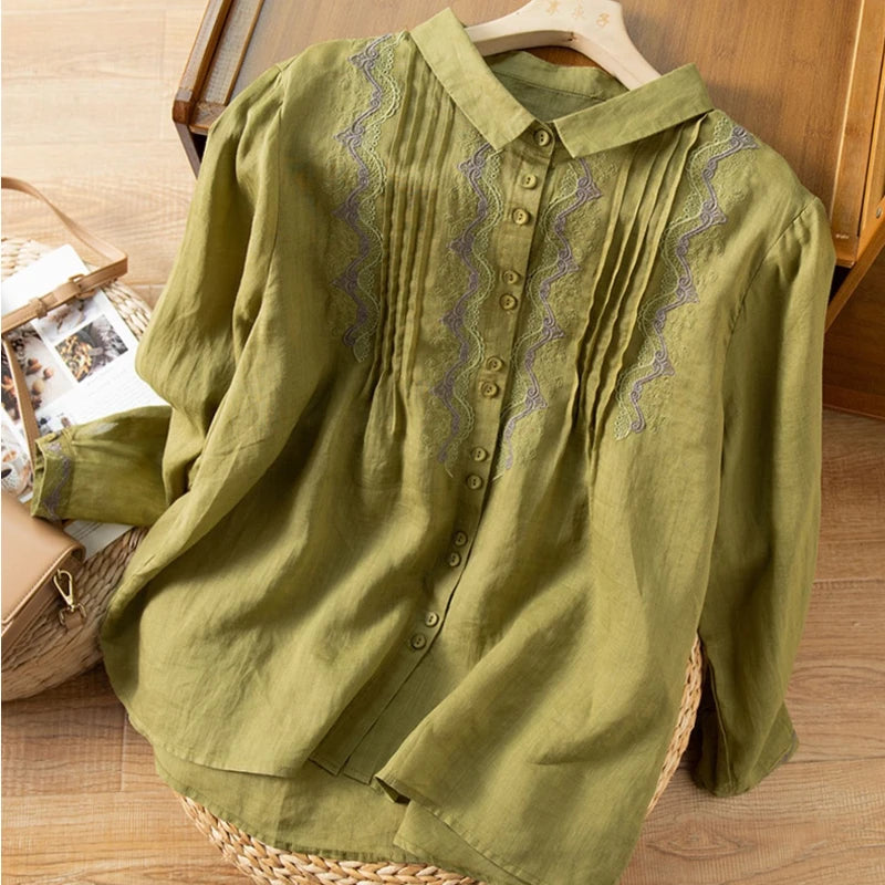 Button Down Embroidered Blouse