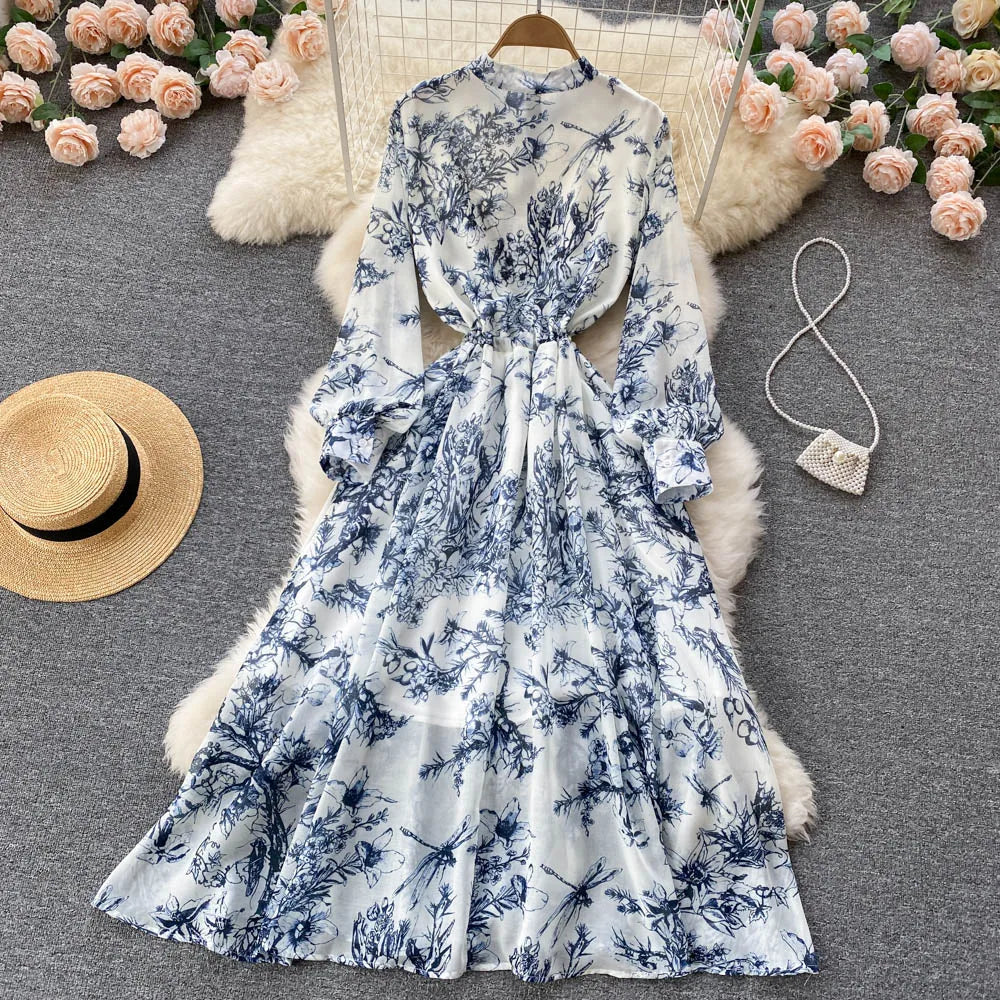 Floral Print Long Sleeve Dress