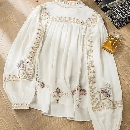 Floral Pattern Embroidered Blouse