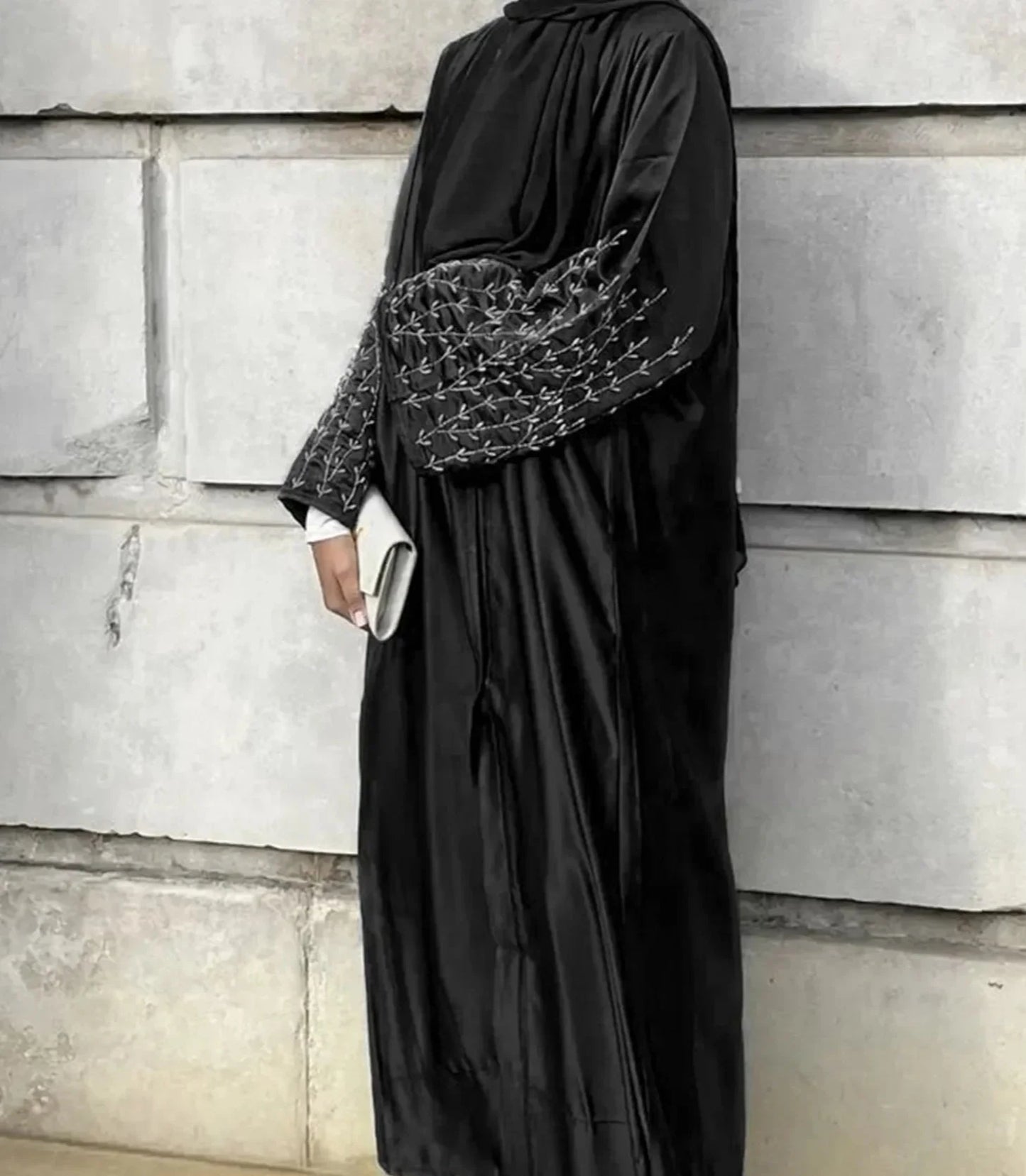 Floral Embroidery Sleeve Abaya