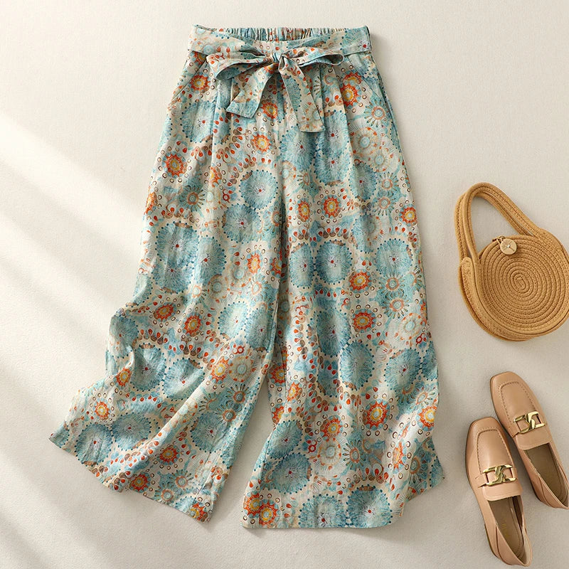 Floral Print High Waist Pants