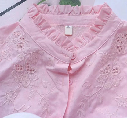 Floral Embroidery Long Sleeve Shirt