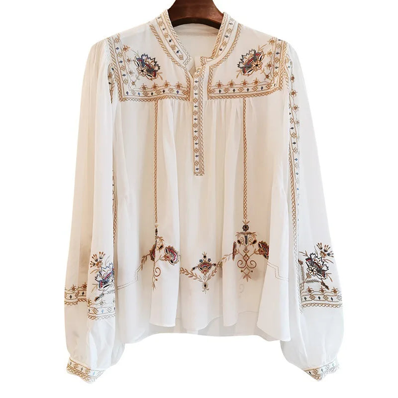 Floral Pattern Embroidered Blouse