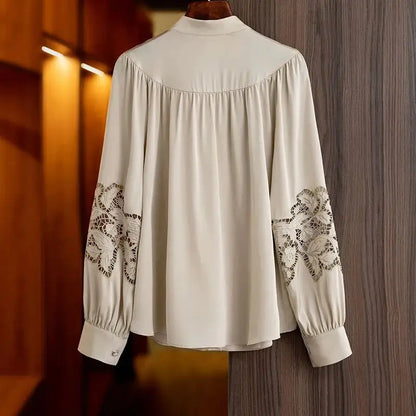 Hollow Floral Lace Blouse