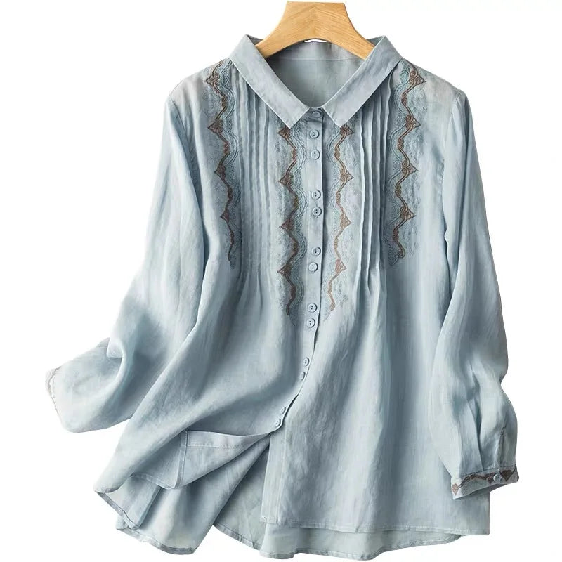 Button Down Embroidered Blouse