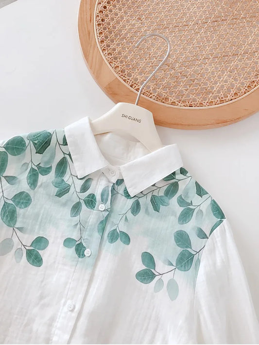 Leaf Print Long Sleeve Shirt