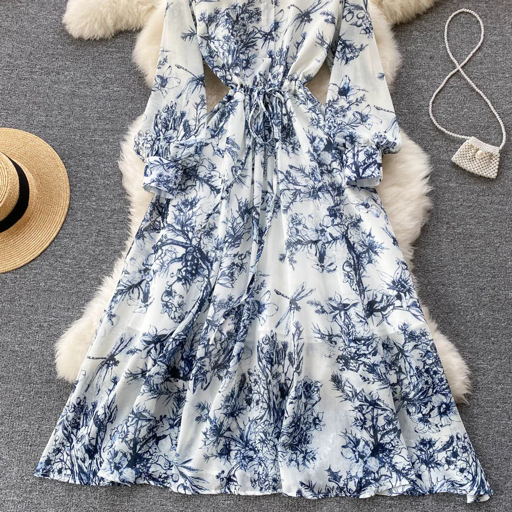 Floral Print Long Sleeve Dress