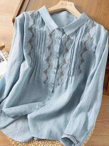 Button Down Embroidered Blouse