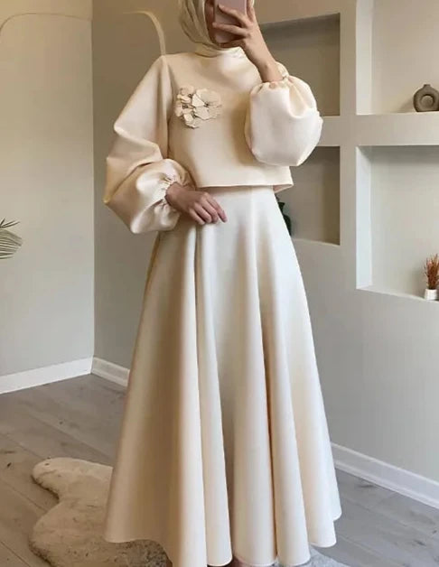 2 Piece Puff Sleeve Abaya