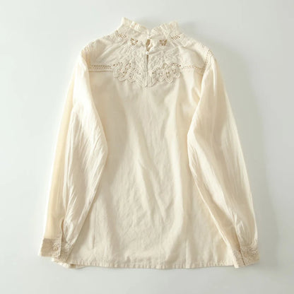 Floral Embroidery Long Sleeve Blouse