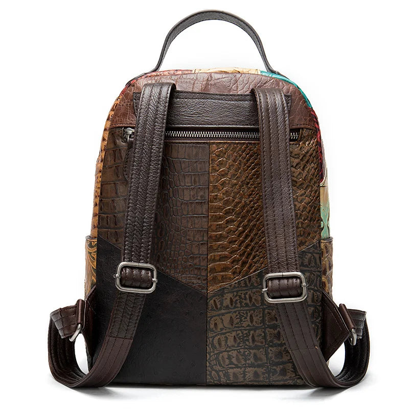 Floral Pattern Leather Backpack