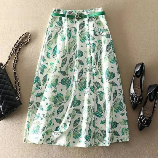 Floral Print Knee Length Skirt