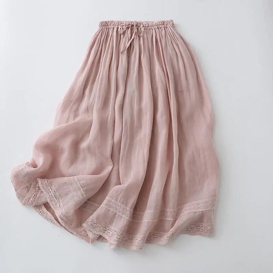 Lace Hem Knee Length Skirt