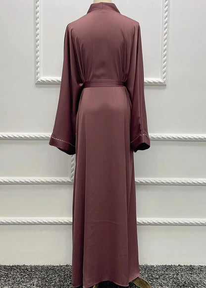 Long Sleeve Abaya With Leaf Embroidery