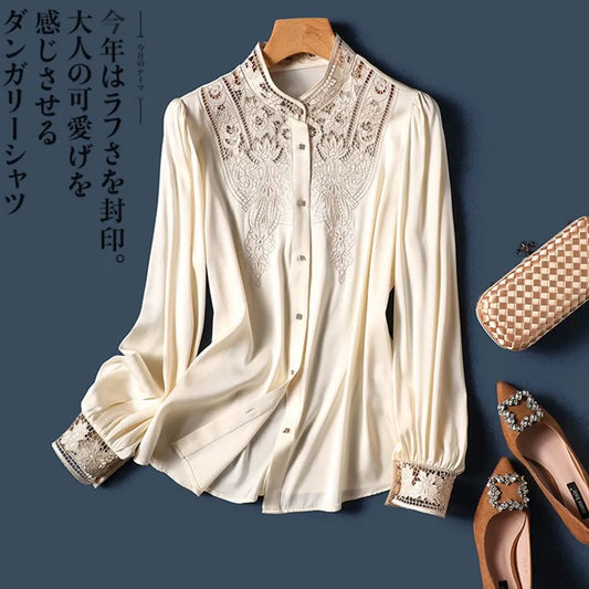 Button Down Embroidered Blouse