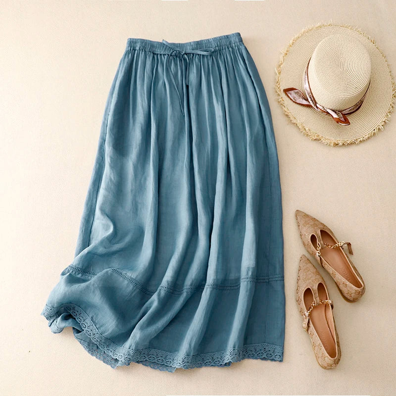 Lace Hem Knee Length Skirt