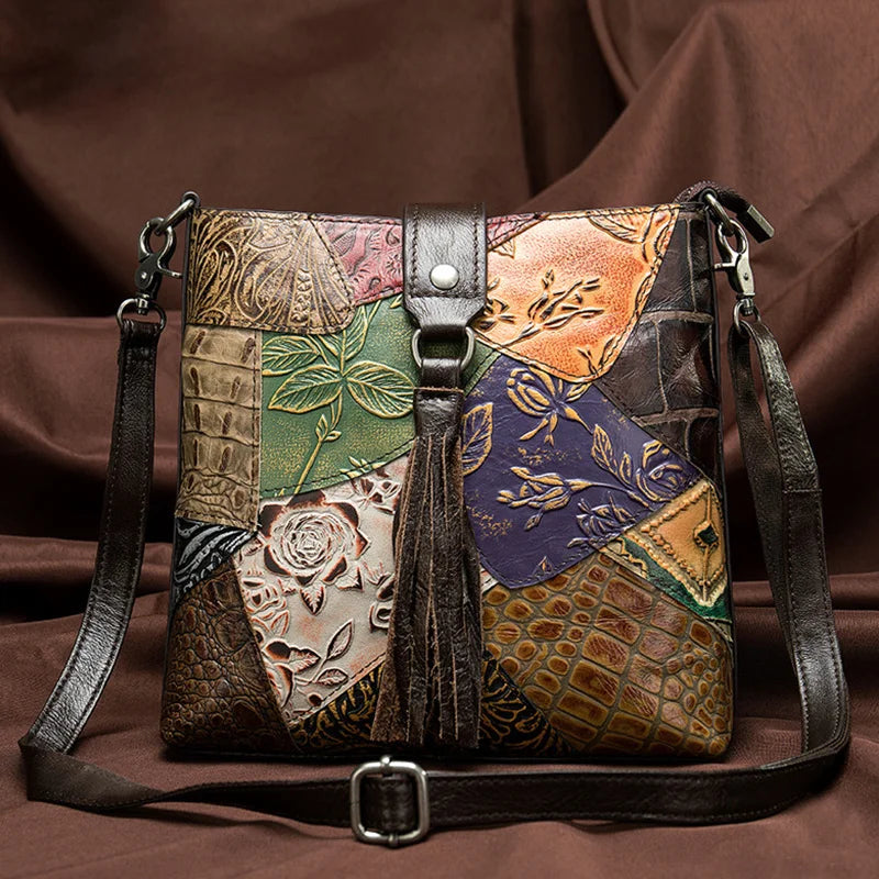 Floral Pattern Leather Handbag