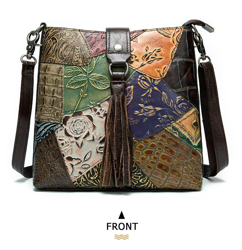 Floral Pattern Leather Handbag