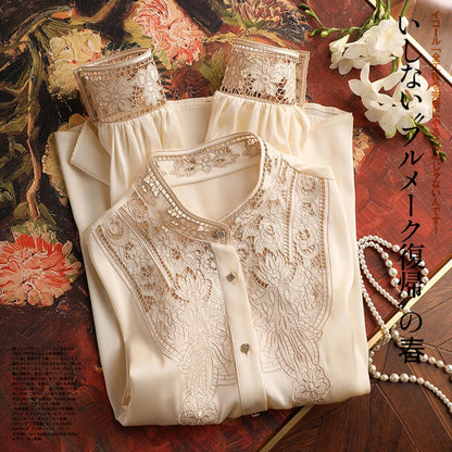 Button Down Embroidered Blouse